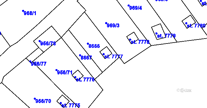 Parcela st. 7777 v KÚ Hodonín, Katastrální mapa