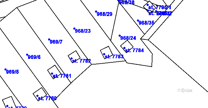 Parcela st. 7783 v KÚ Hodonín, Katastrální mapa