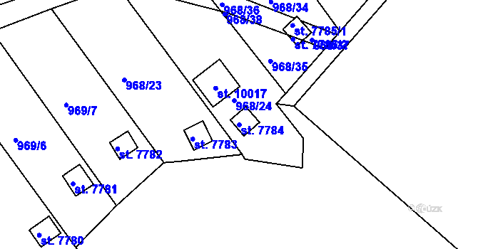 Parcela st. 7784 v KÚ Hodonín, Katastrální mapa