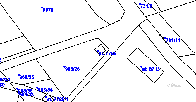 Parcela st. 7786 v KÚ Hodonín, Katastrální mapa