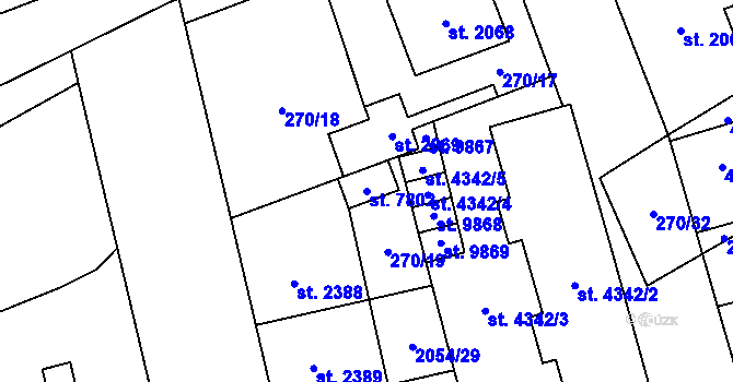 Parcela st. 7802 v KÚ Hodonín, Katastrální mapa