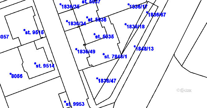 Parcela st. 7848/1 v KÚ Hodonín, Katastrální mapa