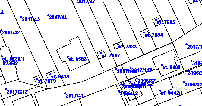 Parcela st. 7882 v KÚ Hodonín, Katastrální mapa