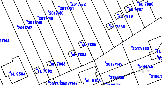 Parcela st. 7885 v KÚ Hodonín, Katastrální mapa