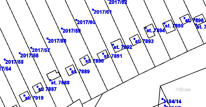 Parcela st. 7891 v KÚ Hodonín, Katastrální mapa