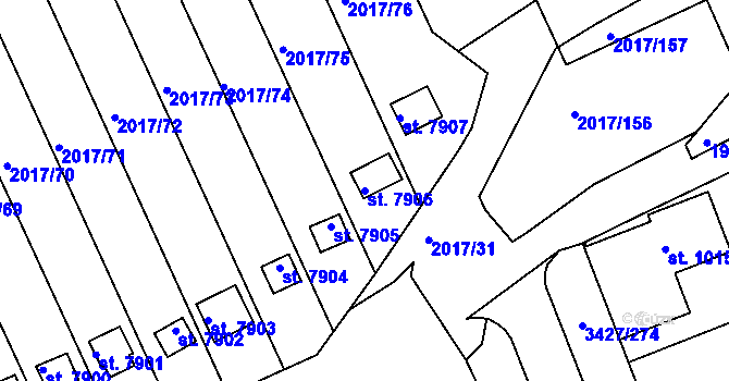 Parcela st. 7906 v KÚ Hodonín, Katastrální mapa