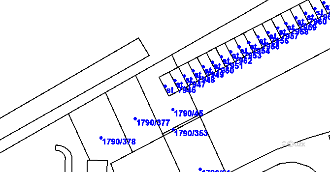 Parcela st. 7946 v KÚ Hodonín, Katastrální mapa