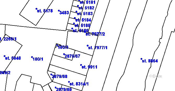 Parcela st. 7977/1 v KÚ Hodonín, Katastrální mapa