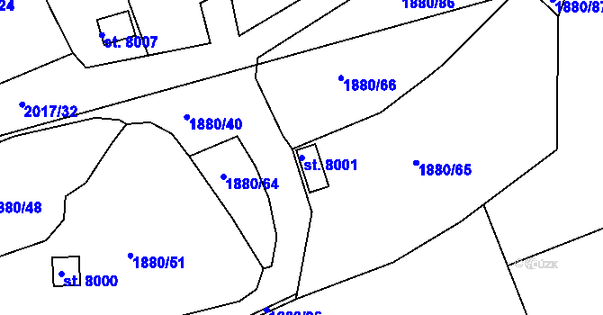 Parcela st. 8001 v KÚ Hodonín, Katastrální mapa