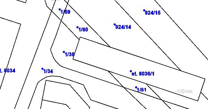 Parcela st. 8036/3 v KÚ Hodonín, Katastrální mapa
