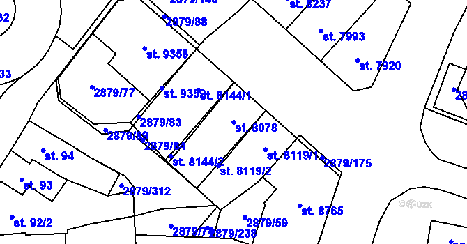 Parcela st. 8078 v KÚ Hodonín, Katastrální mapa