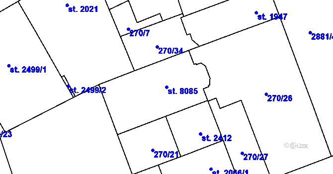 Parcela st. 8085 v KÚ Hodonín, Katastrální mapa