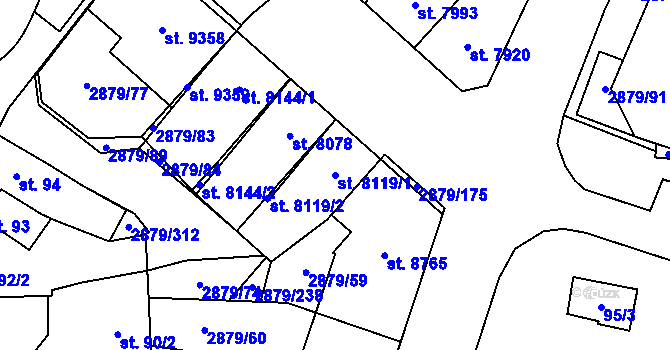 Parcela st. 8119/1 v KÚ Hodonín, Katastrální mapa