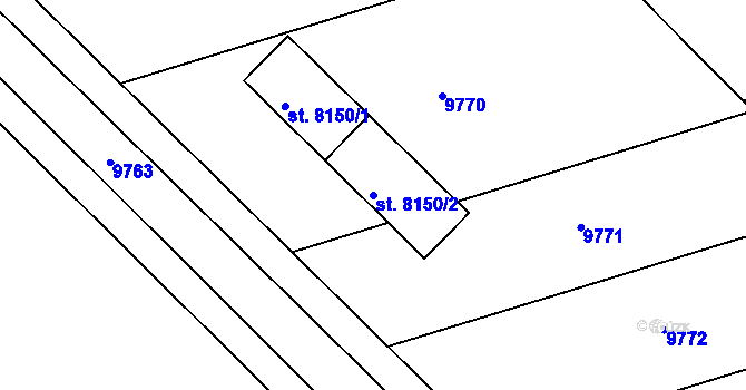 Parcela st. 8150/2 v KÚ Hodonín, Katastrální mapa