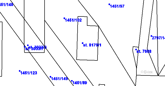 Parcela st. 8179/1 v KÚ Hodonín, Katastrální mapa