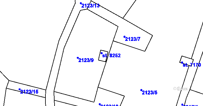 Parcela st. 8252 v KÚ Hodonín, Katastrální mapa