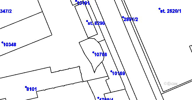 Parcela st. 8287 v KÚ Hodonín, Katastrální mapa