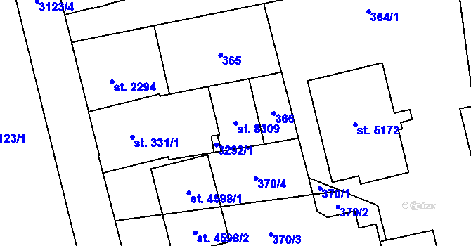 Parcela st. 8309 v KÚ Hodonín, Katastrální mapa