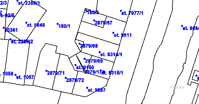 Parcela st. 8314/1 v KÚ Hodonín, Katastrální mapa