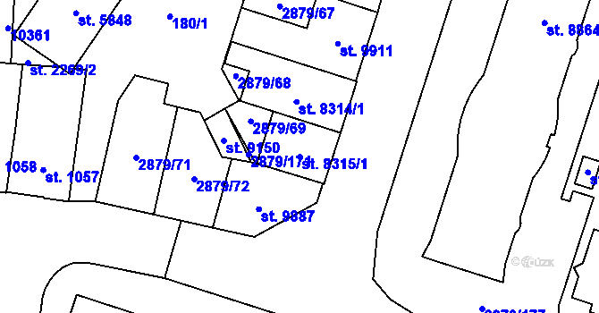 Parcela st. 8315/1 v KÚ Hodonín, Katastrální mapa