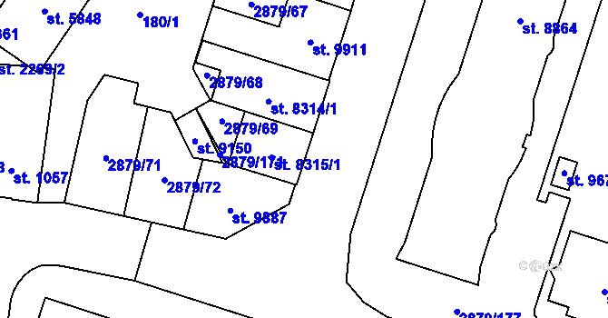 Parcela st. 8315/2 v KÚ Hodonín, Katastrální mapa