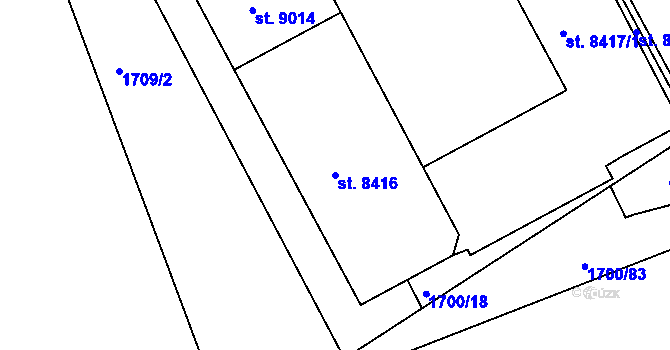 Parcela st. 8416 v KÚ Hodonín, Katastrální mapa
