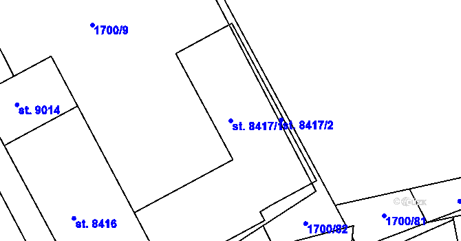 Parcela st. 8417/1 v KÚ Hodonín, Katastrální mapa