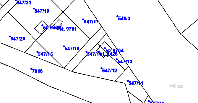 Parcela st. 8428 v KÚ Hodonín, Katastrální mapa