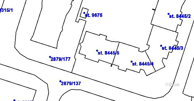 Parcela st. 8445/5 v KÚ Hodonín, Katastrální mapa