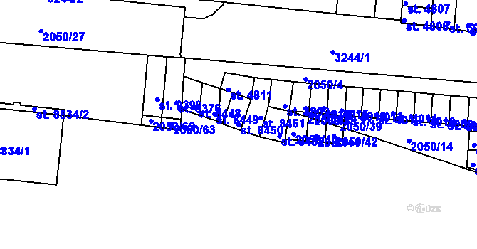 Parcela st. 8450 v KÚ Hodonín, Katastrální mapa