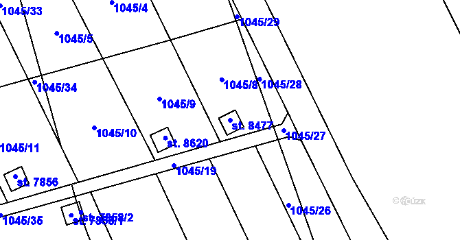 Parcela st. 8477 v KÚ Hodonín, Katastrální mapa