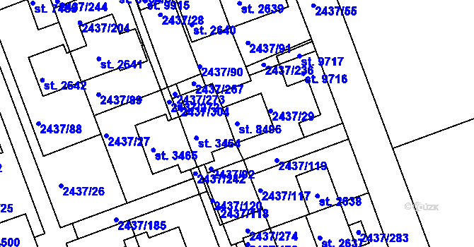 Parcela st. 8496 v KÚ Hodonín, Katastrální mapa