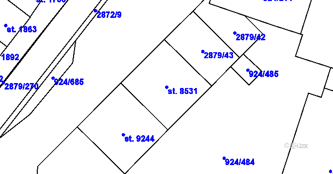 Parcela st. 8531 v KÚ Hodonín, Katastrální mapa
