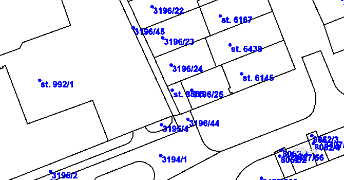 Parcela st. 8533 v KÚ Hodonín, Katastrální mapa