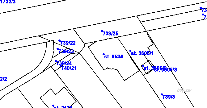 Parcela st. 8534 v KÚ Hodonín, Katastrální mapa