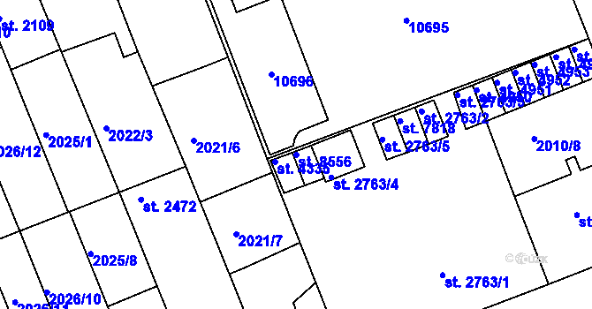 Parcela st. 8556 v KÚ Hodonín, Katastrální mapa