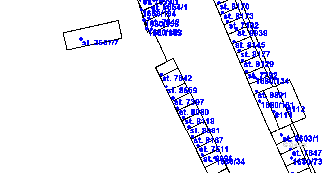 Parcela st. 8559 v KÚ Hodonín, Katastrální mapa