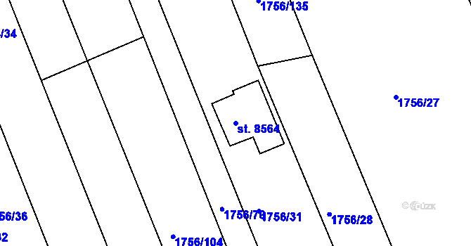 Parcela st. 8564 v KÚ Hodonín, Katastrální mapa