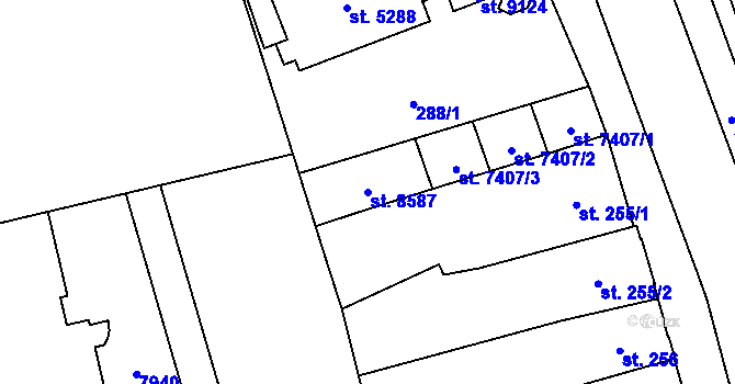 Parcela st. 8587 v KÚ Hodonín, Katastrální mapa