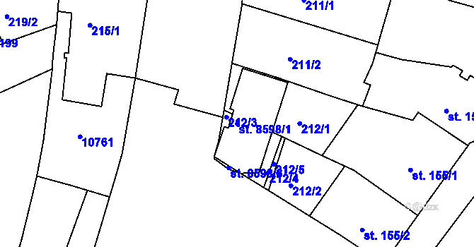 Parcela st. 8598/1 v KÚ Hodonín, Katastrální mapa