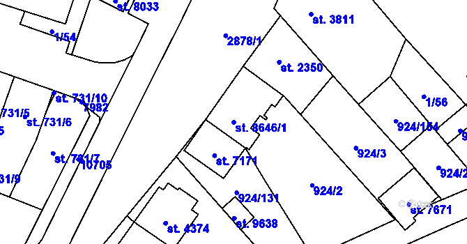 Parcela st. 8646/1 v KÚ Hodonín, Katastrální mapa