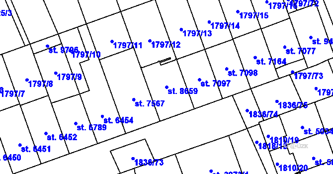 Parcela st. 8659 v KÚ Hodonín, Katastrální mapa