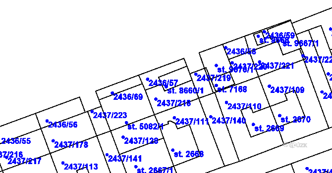 Parcela st. 8660/1 v KÚ Hodonín, Katastrální mapa