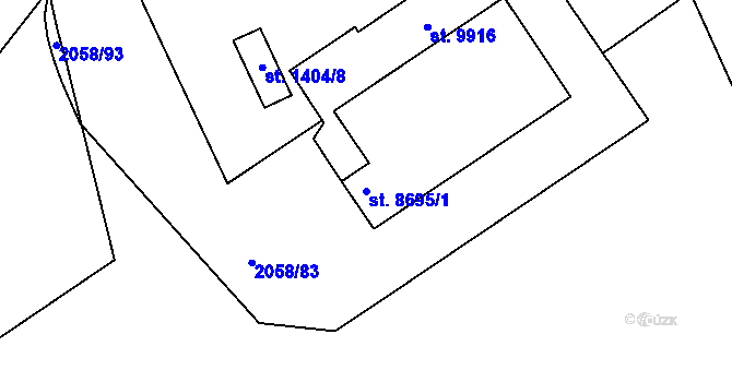 Parcela st. 8695/1 v KÚ Hodonín, Katastrální mapa