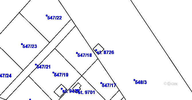 Parcela st. 8726 v KÚ Hodonín, Katastrální mapa