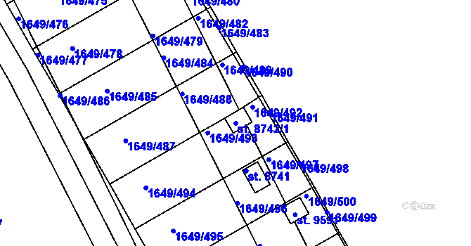 Parcela st. 8742/1 v KÚ Hodonín, Katastrální mapa