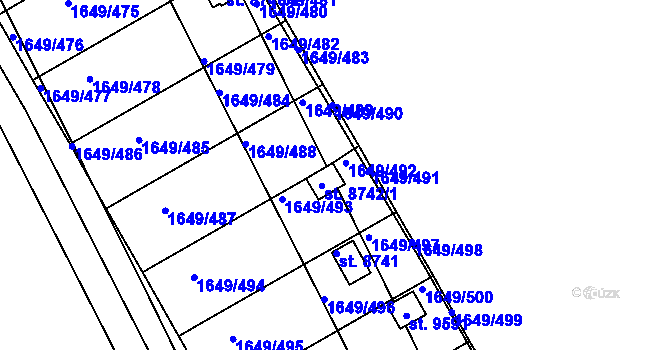 Parcela st. 8742/2 v KÚ Hodonín, Katastrální mapa