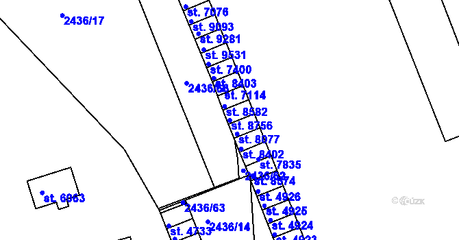 Parcela st. 8756 v KÚ Hodonín, Katastrální mapa