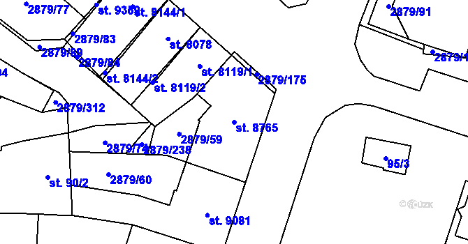 Parcela st. 8765 v KÚ Hodonín, Katastrální mapa