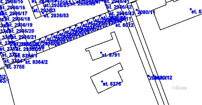 Parcela st. 8791 v KÚ Hodonín, Katastrální mapa